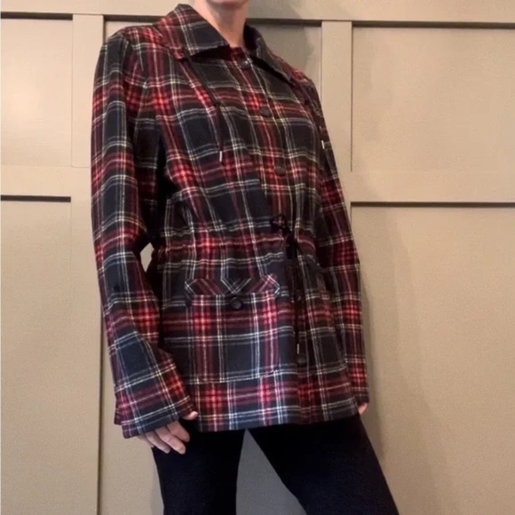 Pendleton 100% Virgin Wool Tartan Plaid Coat Button Front Jacket Size Large - Picture 1 of 13
